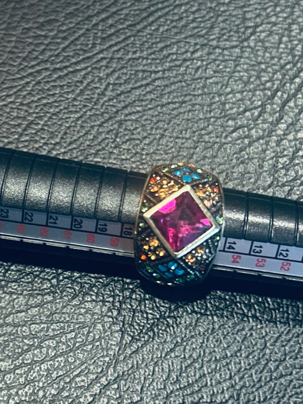 Multicolor Crystal Dome Ring with Pink Center Stone Heidi Daus